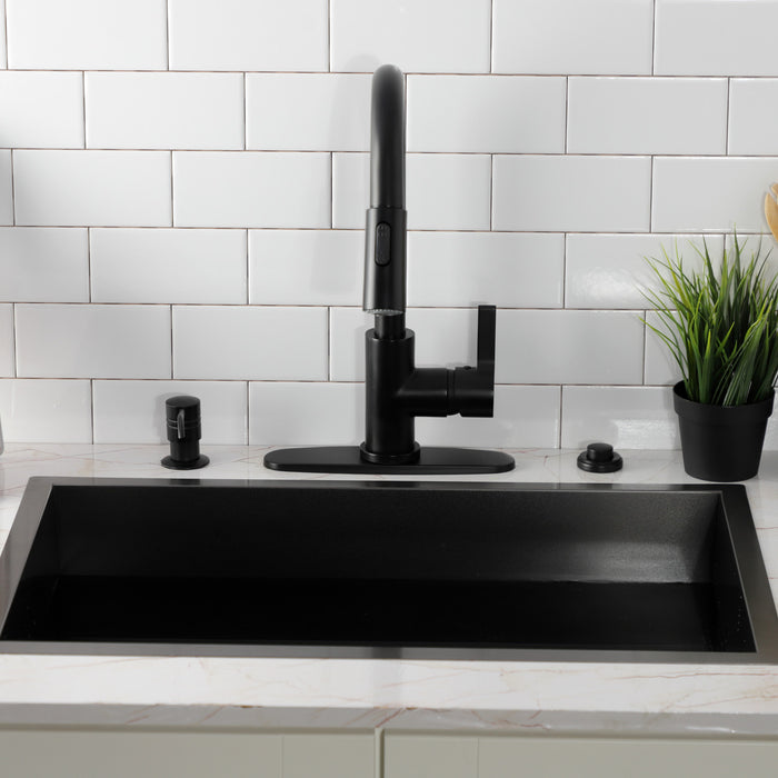 Kingston Sona LS8780CTL - Continental Single-Handle Pull-Down Kitchen Faucet, Matte Black