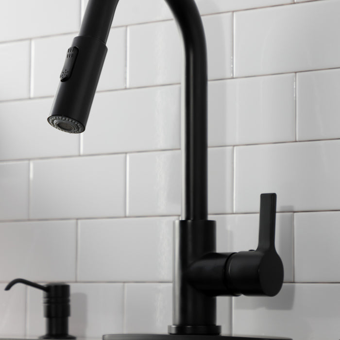 Kingston Sona LS8780CTL - Continental Single-Handle Pull-Down Kitchen Faucet, Matte Black