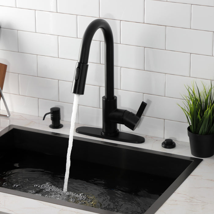 Kingston Sona LS8780CTL - Continental Single-Handle Pull-Down Kitchen Faucet, Matte Black