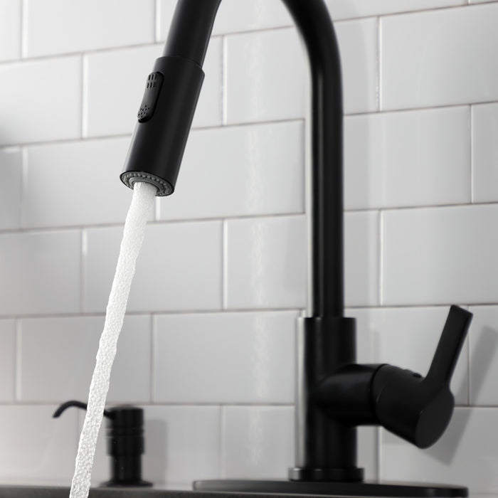 Kingston Sona LS8780CTL - Continental Single-Handle Pull-Down Kitchen Faucet, Matte Black