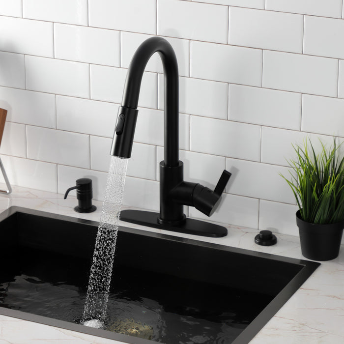 Kingston Sona LS8780CTL - Continental Single-Handle Pull-Down Kitchen Faucet, Matte Black
