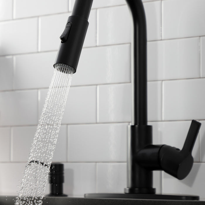 Kingston Sona LS8780CTL - Continental Single-Handle Pull-Down Kitchen Faucet, Matte Black
