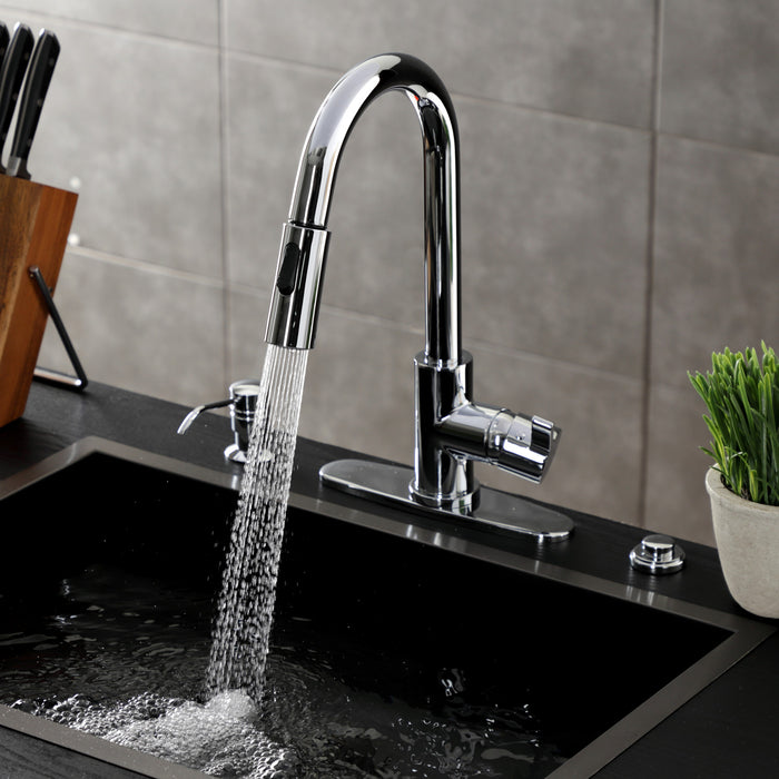 Kingston Sona LS8781CTL - Continental Single-Handle Pull-Down Kitchen Faucet, Polished Chrome