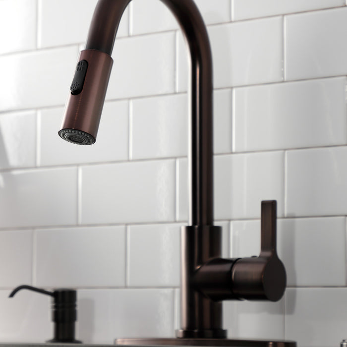Kingston Sona LS8785CTL - Continental Single-Handle Pull-Down Kitchen Faucet, Oil Rubbed Bronze