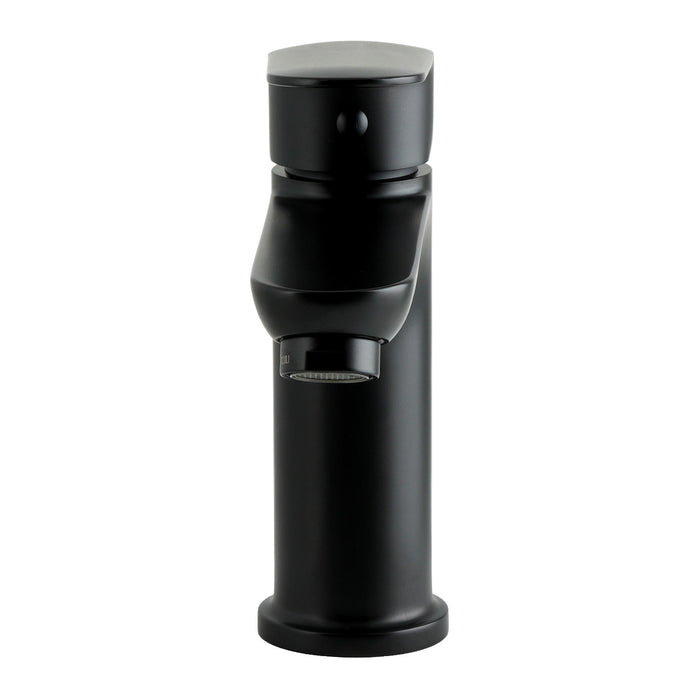 Kingston LSC4100VL Single-Handle Single-Hole Deck Mount Bathroom Faucet with Push Pop-Up, Matte Black