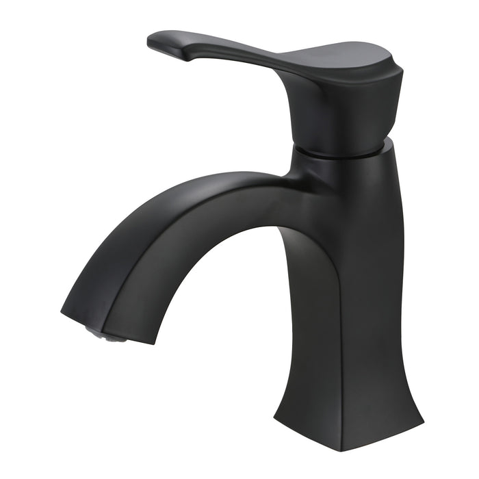 Kingston LSC4300FCL One-Handle 1-Hole Bathroom Faucet with Push Pop-Up Drain, Matte Black