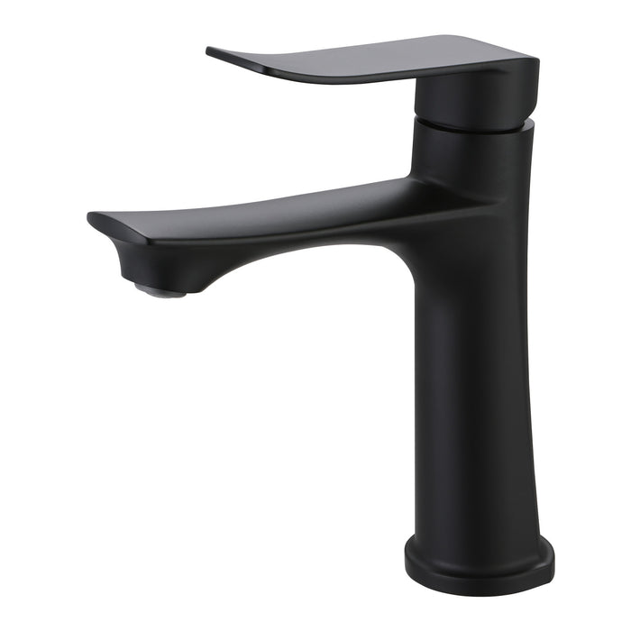 Kingston Lilt LSC4500CLL One-Handle 1-Hole Bathroom Faucet with Push Pop-Up Drain, Matte Black