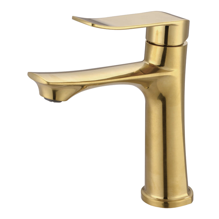 Kingston Lilt LSC4507CLL One-Handle 1-Hole Bathroom Faucet with Push Pop-Up Drain, Brushed Brass