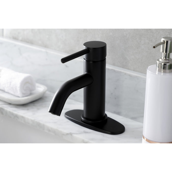 Concord LSF8220DL Single-Handle 1-Hole Deck Mount Bathroom Faucet with Push Pop-Up, Matte Black