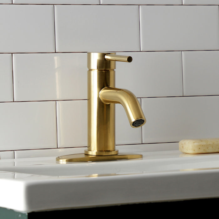 Kingston Sona LSF8223DL - Concord One-Handle 1-Hole Bathroom Faucet with Deck Plate and Push Pop-Up Drain, Brushed Brass