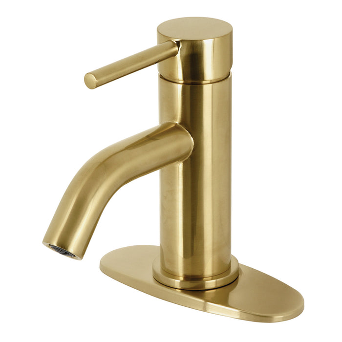 Kingston Sona LSF8223DL - Concord One-Handle 1-Hole Bathroom Faucet with Deck Plate and Push Pop-Up Drain, Brushed Brass