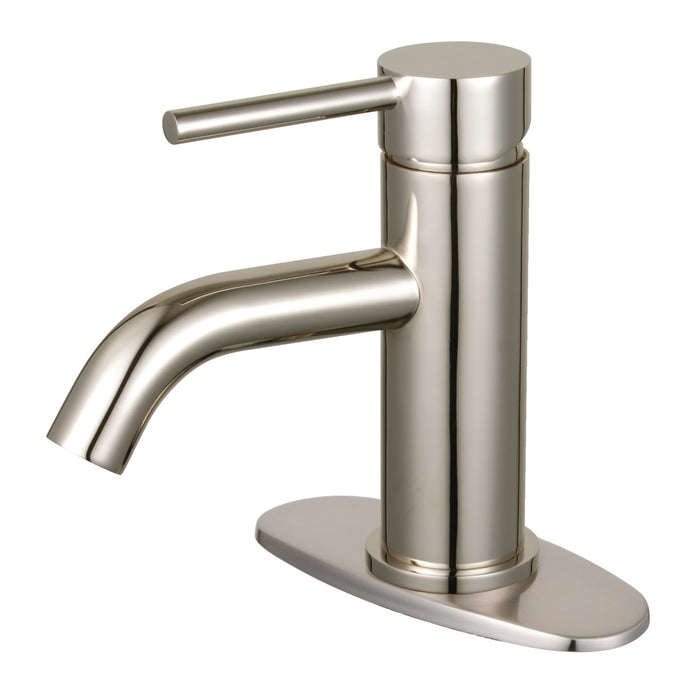 Kingston Sona LSF8228DL - Concord One-Handle 1-Hole Bathroom Faucet with Deck Plate and Push Pop-Up Drain, Brushed Nickel