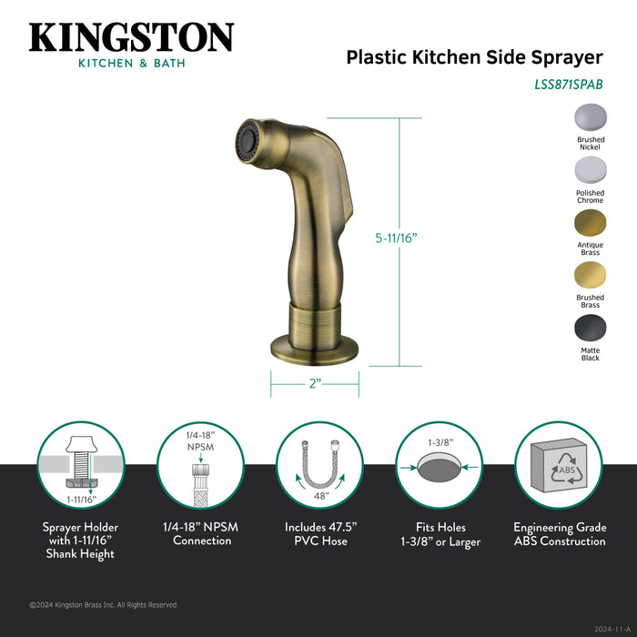 Kingston Gourmet Scape LSS8713SP Kitchen Faucet Side Sprayer, Brushed Brass