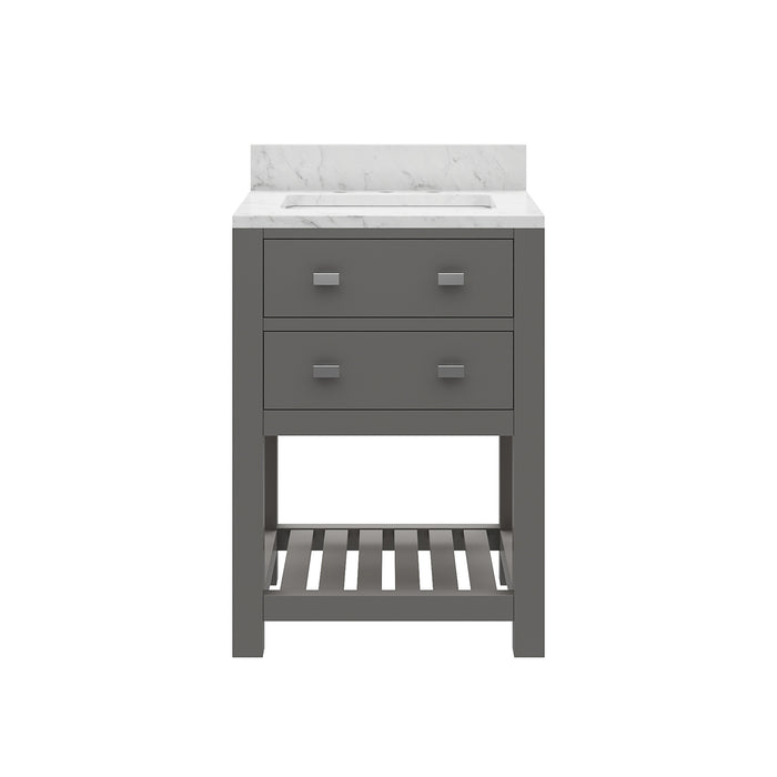 Kingston Madalyn MA24CW01CG - 24 in. x 21.5 in. Bathroom Vanity Carrara White Marble Top, Cashmere Grey