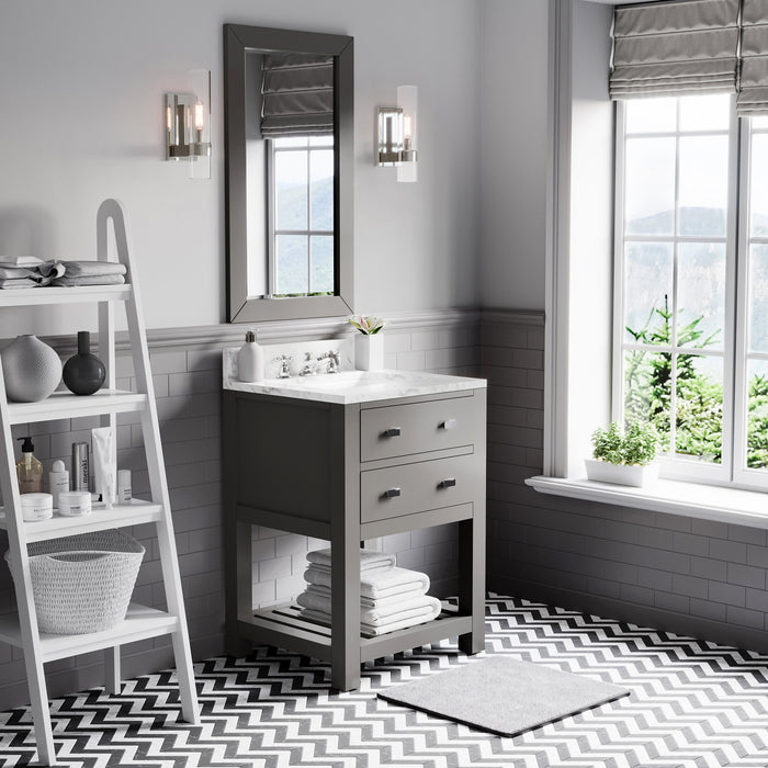 Kingston Madalyn MA24CW01CG - 24 in. x 21.5 in. Bathroom Vanity Carrara White Marble Top, Cashmere Grey