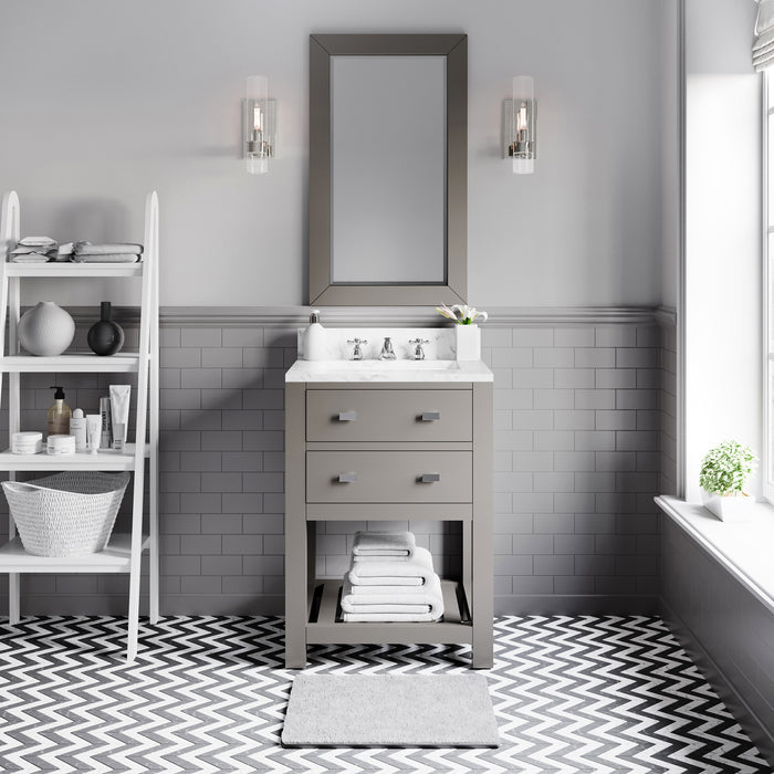 Kingston Madalyn MA24CW01CG - 24 in. x 21.5 in. Bathroom Vanity Carrara White Marble Top, Cashmere Grey