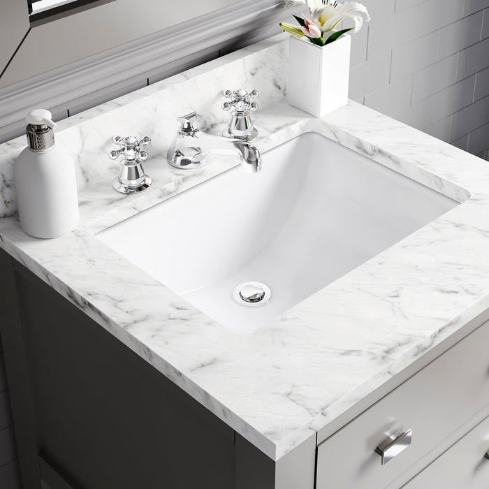 Kingston Madalyn MA24CW01CG - 24 in. x 21.5 in. Bathroom Vanity Carrara White Marble Top, Cashmere Grey