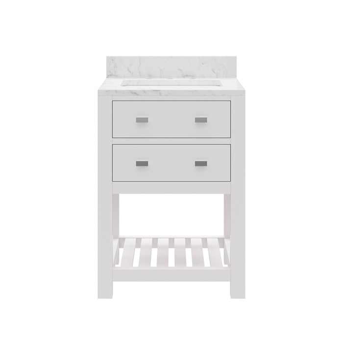 Kingston Madalyn MA24CW01PW - 24 in. x 21.5 in. Bathroom Vanity Carrara White Marble Top, Carrara White