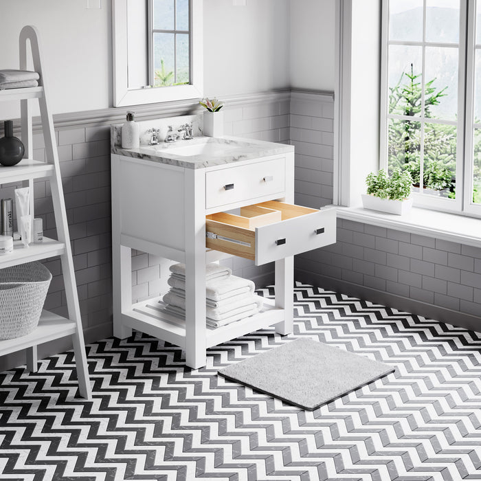 Kingston Madalyn MA24CW01PW - 24 in. x 21.5 in. Bathroom Vanity Carrara White Marble Top, Carrara White