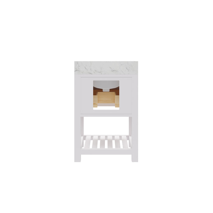 Kingston Madalyn MA24CW01PW - 24 in. x 21.5 in. Bathroom Vanity Carrara White Marble Top, Carrara White
