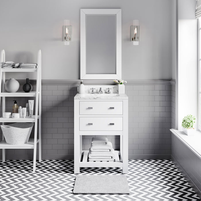 Kingston Madalyn MA24CW01PW - 24 in. x 21.5 in. Bathroom Vanity Carrara White Marble Top, Carrara White
