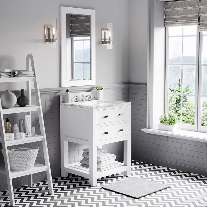 Kingston Madalyn MA24CW01PW - 24 in. x 21.5 in. Bathroom Vanity Carrara White Marble Top, Carrara White