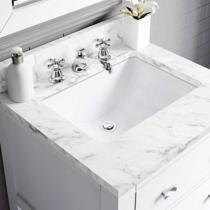 Kingston Madalyn MA24CW01PW - 24 in. x 21.5 in. Bathroom Vanity Carrara White Marble Top, Carrara White