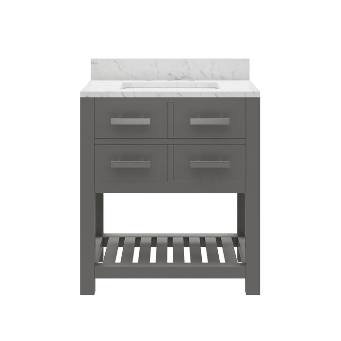 Kingston Madalyn MA30CW01CG - 30 in. x 21.5 in. Bathroom Vanity Carrara White Marble Top, Cashmere Grey