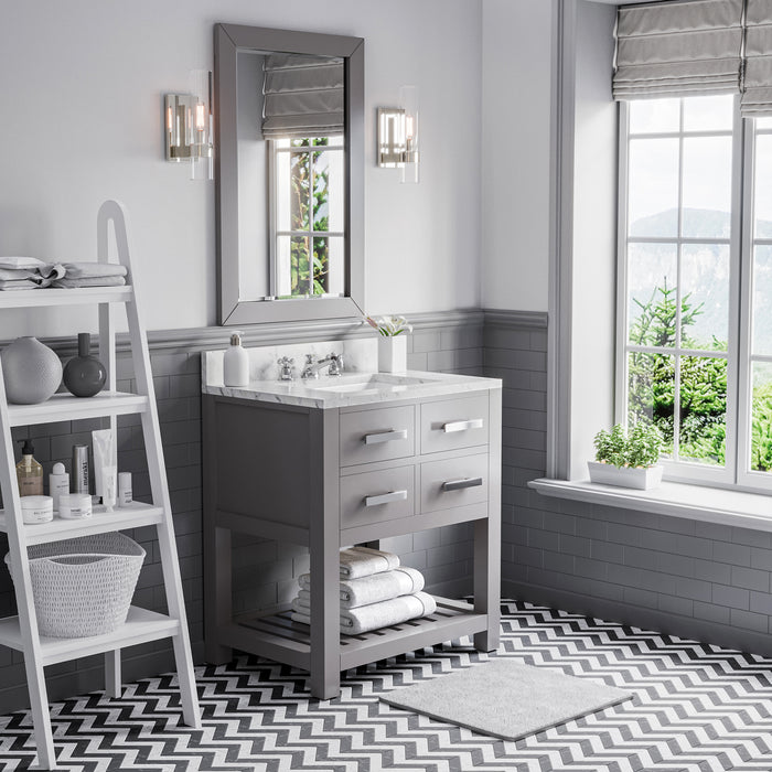 Kingston Madalyn MA30CW01CG - 30 in. x 21.5 in. Bathroom Vanity Carrara White Marble Top, Cashmere Grey