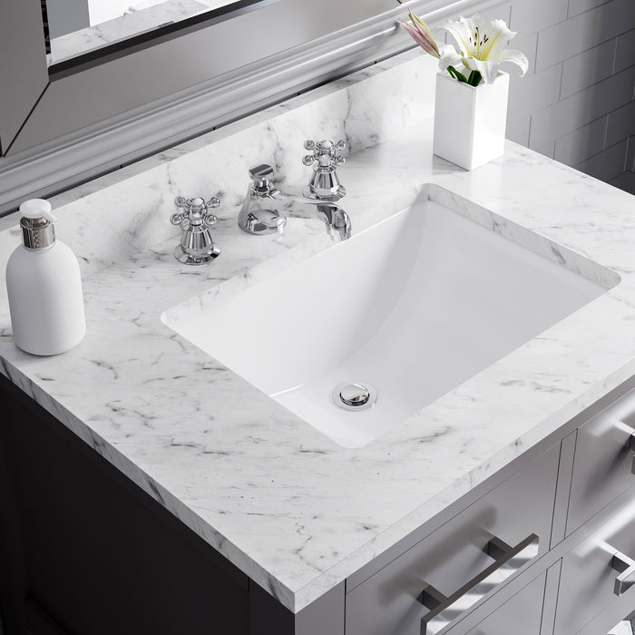 Kingston Madalyn MA30CW01CG - 30 in. x 21.5 in. Bathroom Vanity Carrara White Marble Top, Cashmere Grey