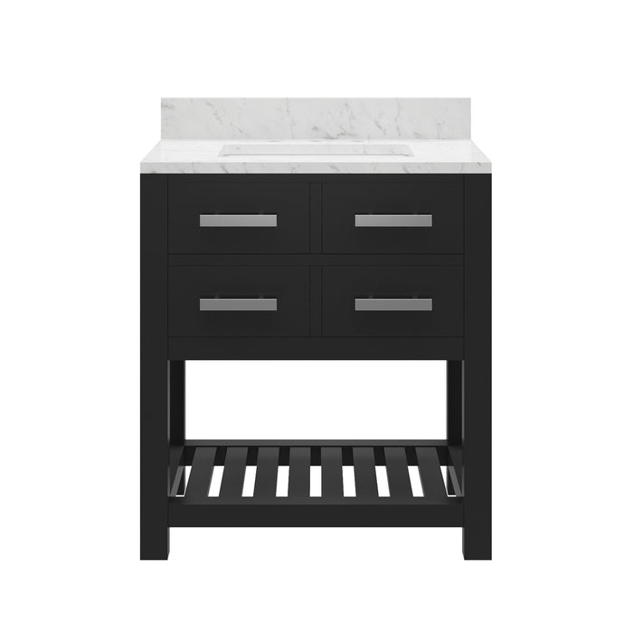 Kingston Madalyn MA30CW01ES - 30 in. x 21.5 in. Bathroom Vanity Carrara White Marble Top, Espresso