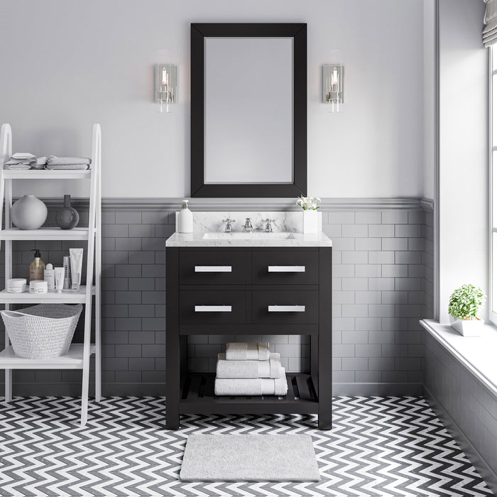 Kingston Madalyn MA30CW01ES - 30 in. x 21.5 in. Bathroom Vanity Carrara White Marble Top, Espresso