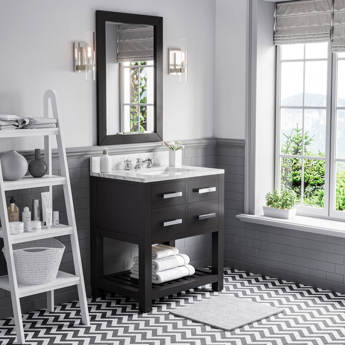 Kingston Madalyn MA30CW01ES - 30 in. x 21.5 in. Bathroom Vanity Carrara White Marble Top, Espresso