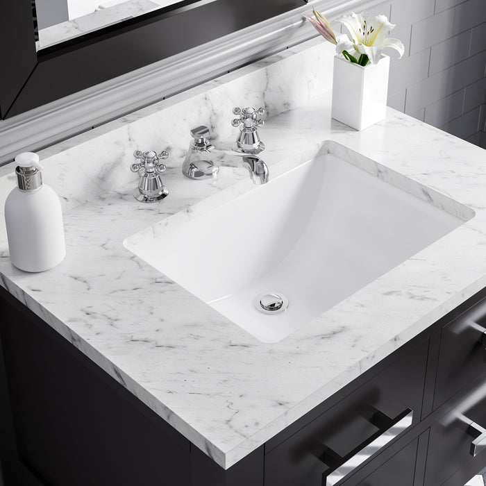 Kingston Madalyn MA30CW01ES - 30 in. x 21.5 in. Bathroom Vanity Carrara White Marble Top, Espresso
