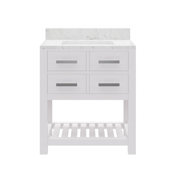 Kingston Madalyn MA30CW01PW - 30 in. x 21.5 in. Bathroom Vanity Carrara White Marble Top, Carrara White