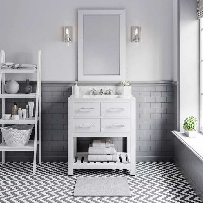 Kingston Madalyn MA30CW01PW - 30 in. x 21.5 in. Bathroom Vanity Carrara White Marble Top, Carrara White