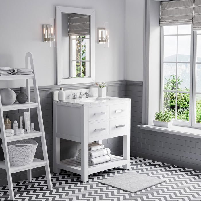 Kingston Madalyn MA30CW01PW - 30 in. x 21.5 in. Bathroom Vanity Carrara White Marble Top, Carrara White