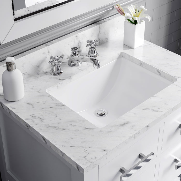 Kingston Madalyn MA30CW01PW - 30 in. x 21.5 in. Bathroom Vanity Carrara White Marble Top, Carrara White