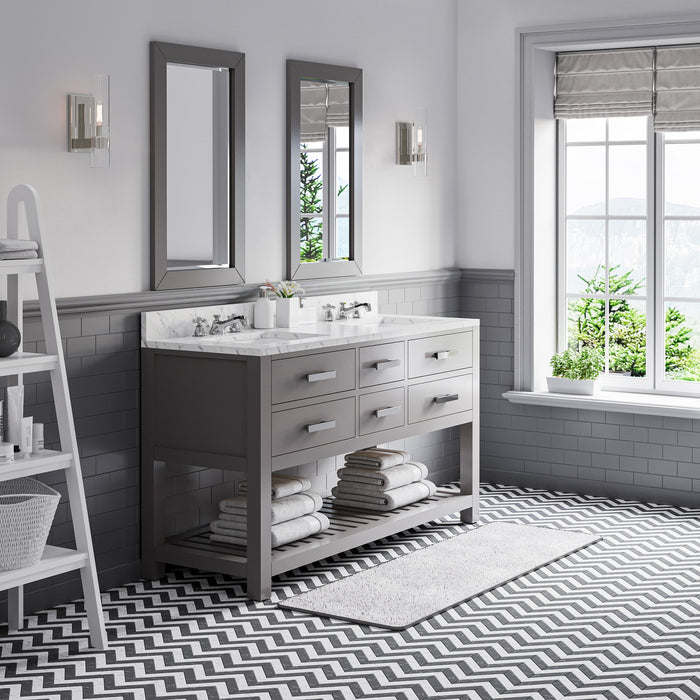 Kingston Madalyn MA60CW01CG - 60 in. x 21.5 in. Bathroom Vanity Carrara White Marble Top, Cashmere Grey
