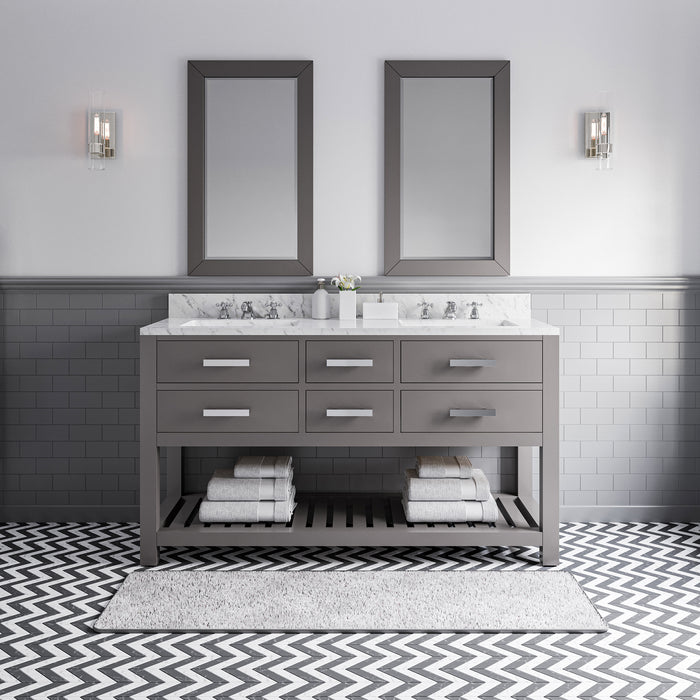 Kingston Madalyn MA60CW01CG - 60 in. x 21.5 in. Bathroom Vanity Carrara White Marble Top, Cashmere Grey