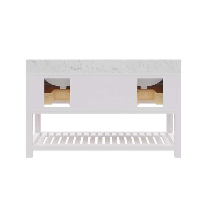 Kingston Madalyn MA60CW01PW - 60 in. x 21.5 in. Bathroom Vanity Carrara White Marble Top, Carrara White
