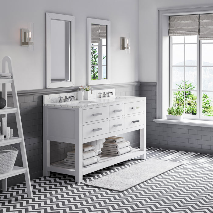 Kingston Madalyn MA60CW01PW - 60 in. x 21.5 in. Bathroom Vanity Carrara White Marble Top, Carrara White