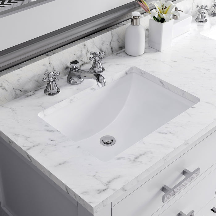 Kingston Madalyn MA60CW01PW - 60 in. x 21.5 in. Bathroom Vanity Carrara White Marble Top, Carrara White