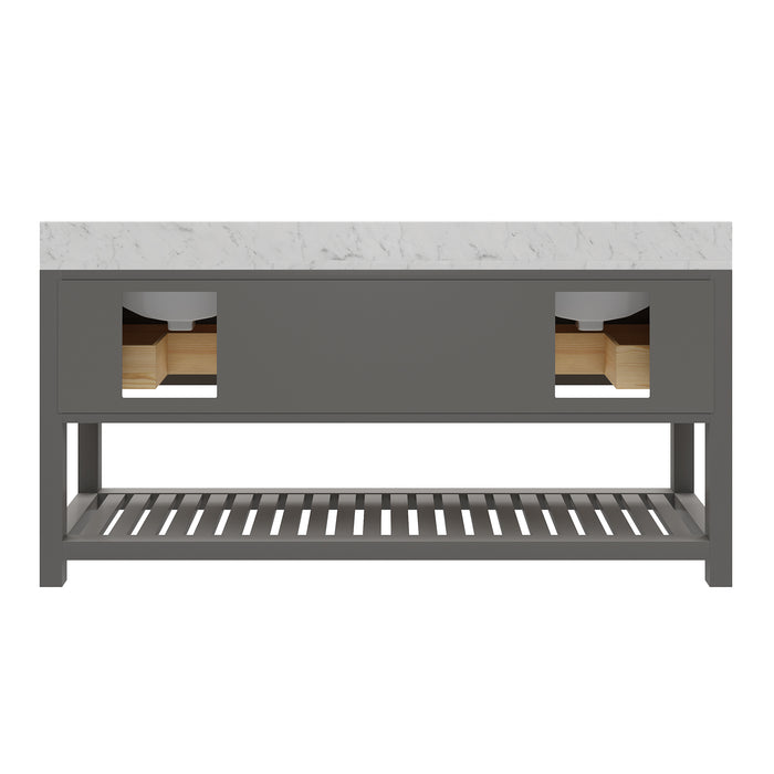 Kingston Madalyn MA72CW01CG - 72 in. x 21.5 in. Bathroom Vanity Carrara White Marble Top, Cashmere Grey