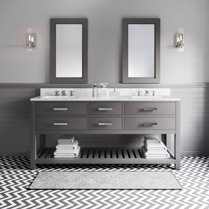Kingston Madalyn MA72CW01CG - 72 in. x 21.5 in. Bathroom Vanity Carrara White Marble Top, Cashmere Grey