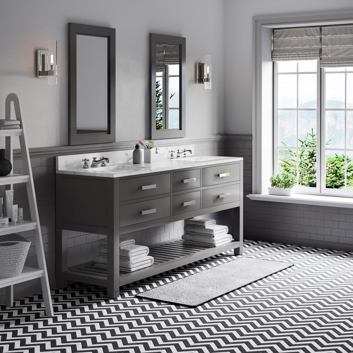 Kingston Madalyn MA72CW01CG - 72 in. x 21.5 in. Bathroom Vanity Carrara White Marble Top, Cashmere Grey
