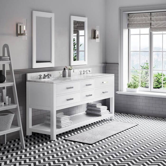 Kingston Madalyn MA72CW01PW - 72 in. x 21.5 in. Bathroom Vanity Carrara White Marble Top, Carrara White