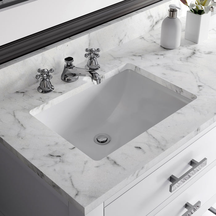 Kingston Madalyn MA72CW01PW - 72 in. x 21.5 in. Bathroom Vanity Carrara White Marble Top, Carrara White