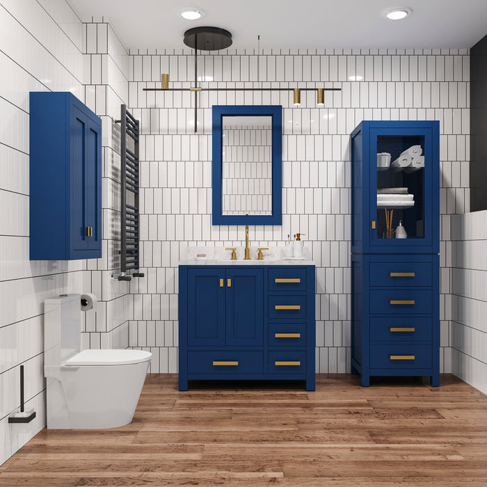 Kingston Madison MADISON-LC-MB - 21 in. x 17 in. Linen Cabinet Freestanding, Monarch Blue