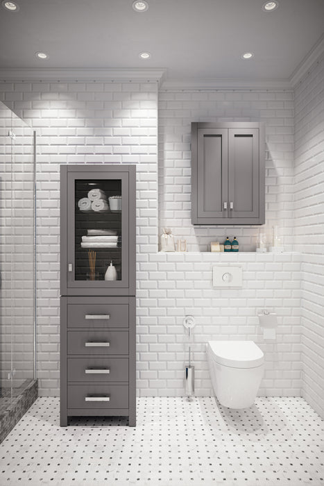 Kingston Madison MADISON-TT-G - 24 in. x 8 in. Toilet Topper Bathroom Storage, Cashmere Grey